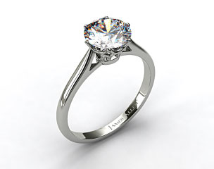 14k White Gold Six Prong Royal Crown Engagement Ring